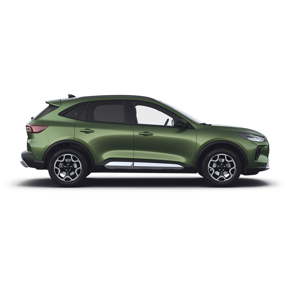 Ein grünes Ford Kuga Full-Hybrid-Fahrzeug. 