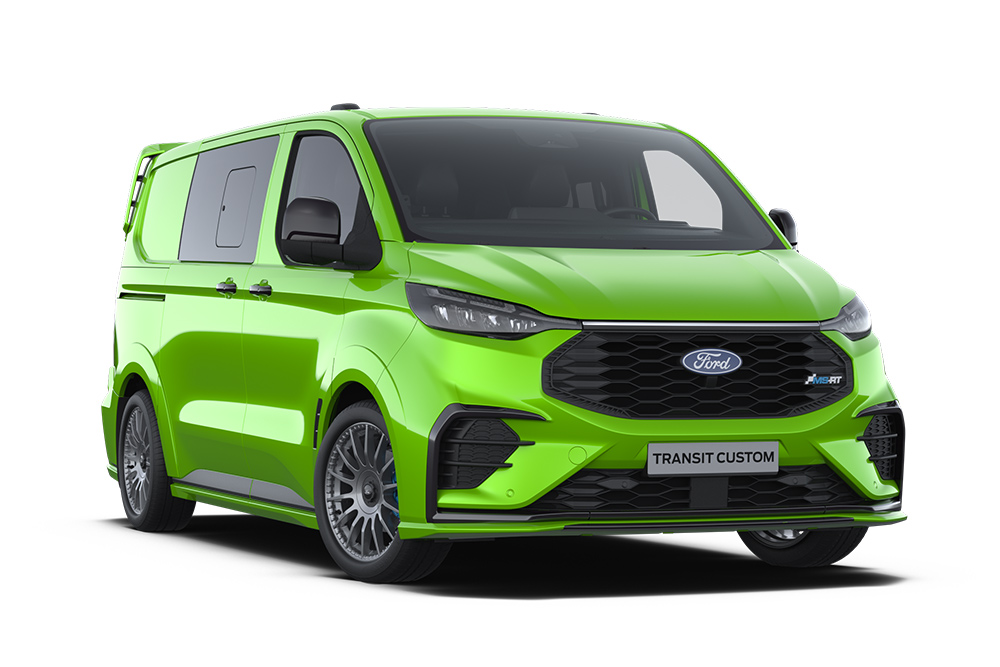 Grüner MS-RT Ford Transit Custom Kleintransporter.