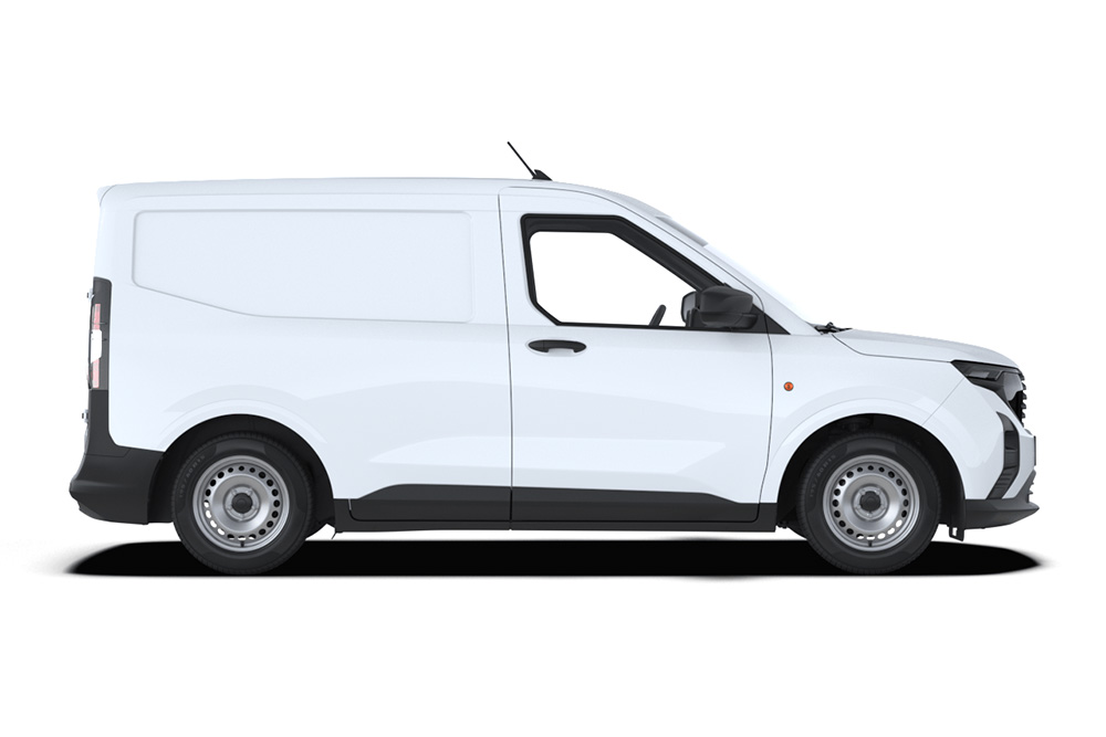 Weißer Ford Transit Courier Van, Seitenansicht